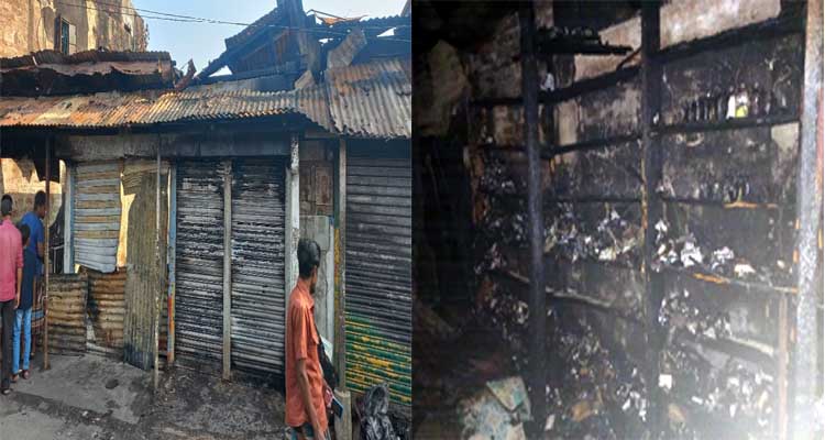 ফেঞ্চুগঞ্জ বাজারে দুর্বৃত্তদের আগুনে পুড়লো ছাত্রদল নেতার বাবার ঔষধের দোকান