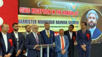 লন্ডনে সংবর্ধিত হলেন ছাতকের ব্যারিস্টার মাহবুবুর রহমান সুমন