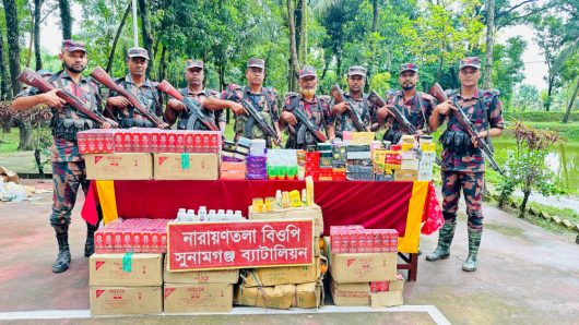 সুনামগঞ্জ সীমান্তে ভারতীয় পণ্য জব্দ