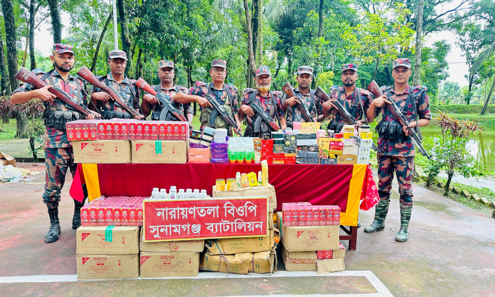 সুনামগঞ্জ সীমান্তে ভারতীয় পণ্য জব্দ
